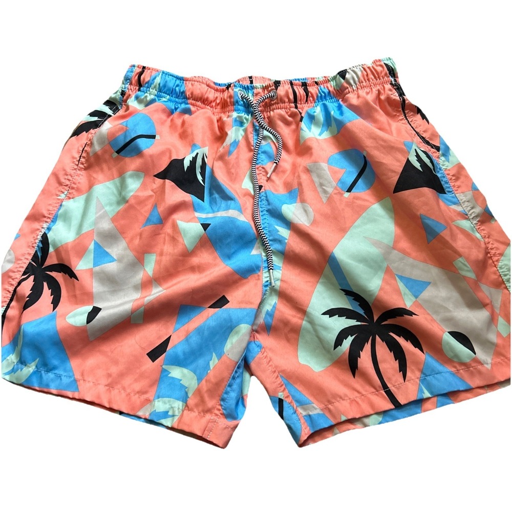 Boardies Men's Swim Trunk Shorts Coral Palm Trees Pockets‎ Mesh Drawstring Sz L